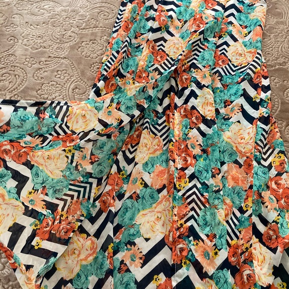 Orange and Chevron fun long summer dress - Picture 3 of 6